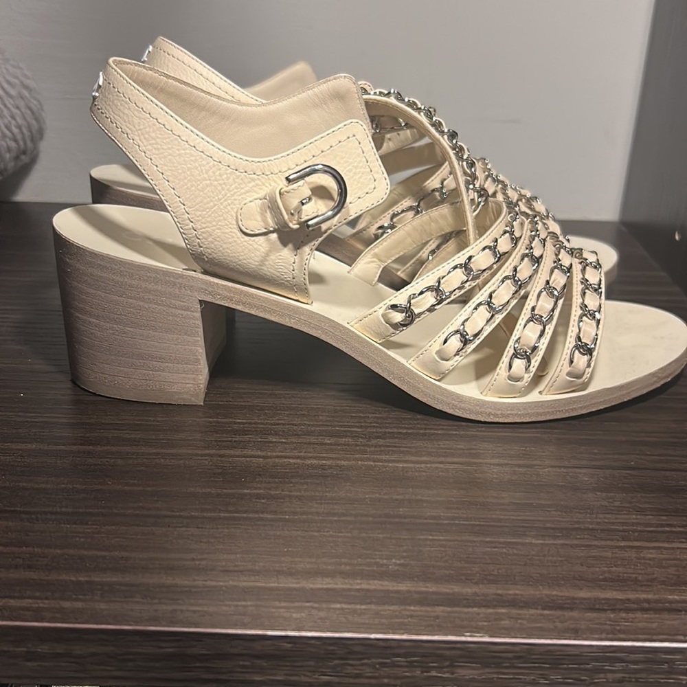 Chanel block chain sandal heels